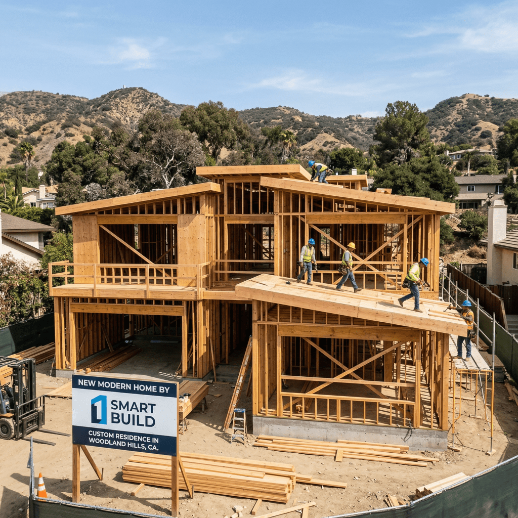 New Construction 2026 Framing stage in Woodland Hills, CA